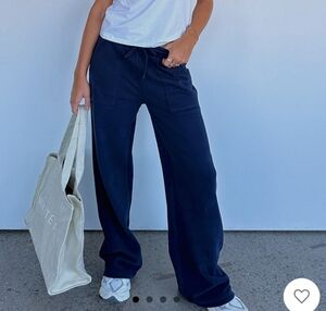 WHITEFOX navy wide leg sweatpants